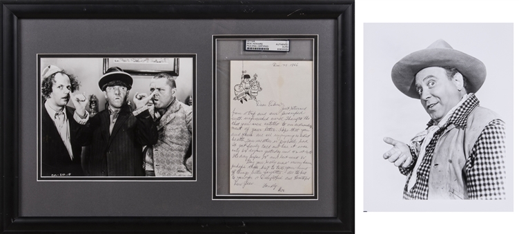 Lot of (2) Three Stooges Memorabilia with a 1966 Moe Howard Handwritten, Signed, and Framed to 21x14" Letter and a Shemp Howard Original Photo (PSA/DNA)
